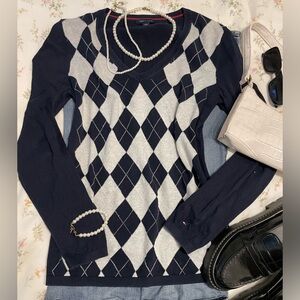 Tommy Hilfiger Navy Argyle Sweater